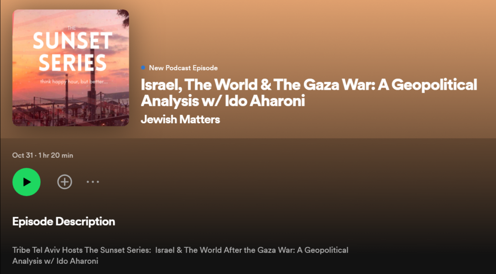 Israel, The World & The Gaza War: A Geopolitical Analysis w/ Ido Aharoni - Jewish Matters | Podcast on Spotify